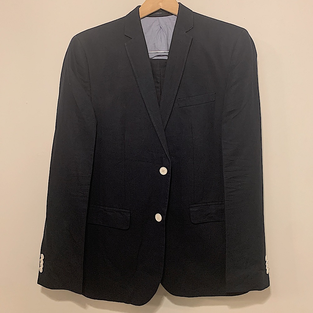 Linen/cotton Navy Blue suit.